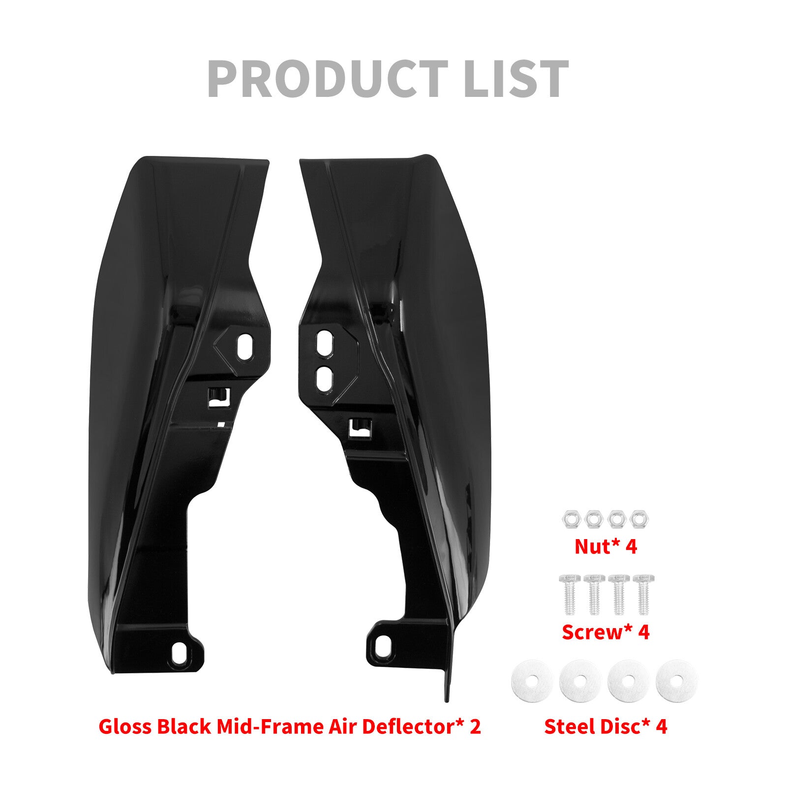 Black Mid-Frame Air Heat Deflectors for Harley Touring Electra Road Glide 17-23