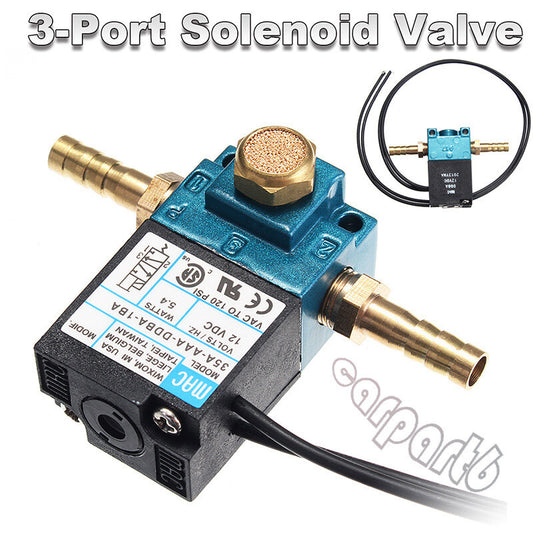 MAC 3 Port 5.4W Electronic Boost Control Solenoid Valve + Barbed Brass Fittings