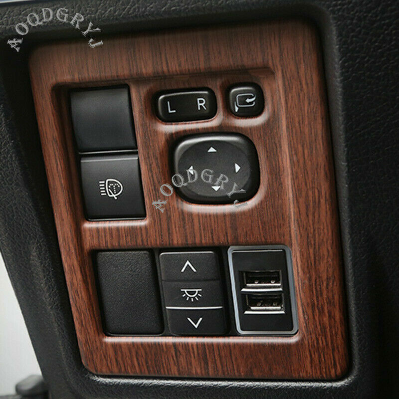 Wood Grain Headlight Adjustment Panel Cover Trim for Toyota Prado FJ150 2018-21