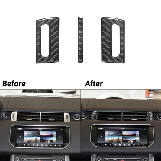 3Pcs Carbon Fiber Center Air Vent Cover Trim For Land for Range Rover Sport 2014-17