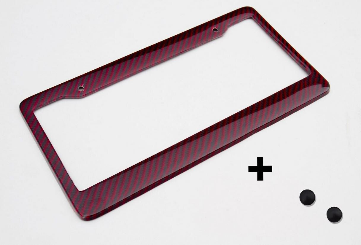 Red carbon fiber for car license plate cover, frame cover, and rear boot for Chevrolet