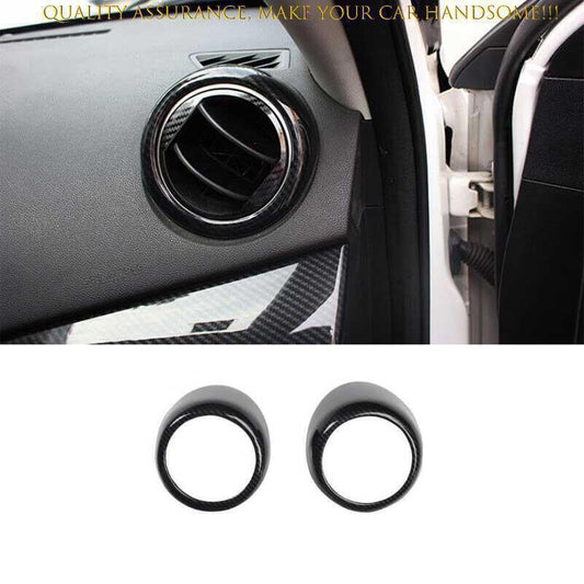 for Mazda 3 10-2013 ABS Carbon Fiber Console AC LR Air Outlet Vent Ring Trim 2X