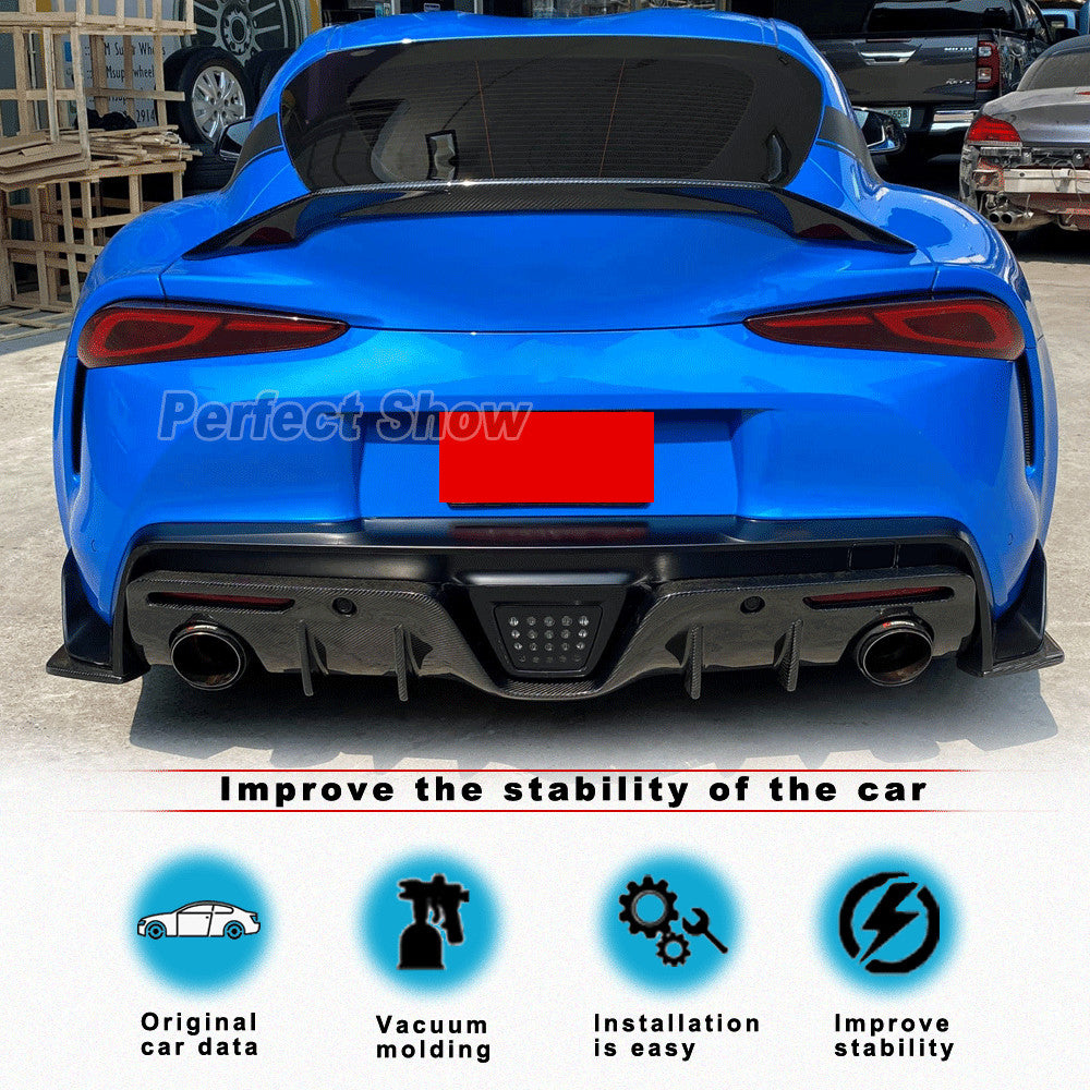for Toyota Supra GR A90 A91 MK5 2020+ Real Carbon Fiber Rear Bumper Diffuser Lip