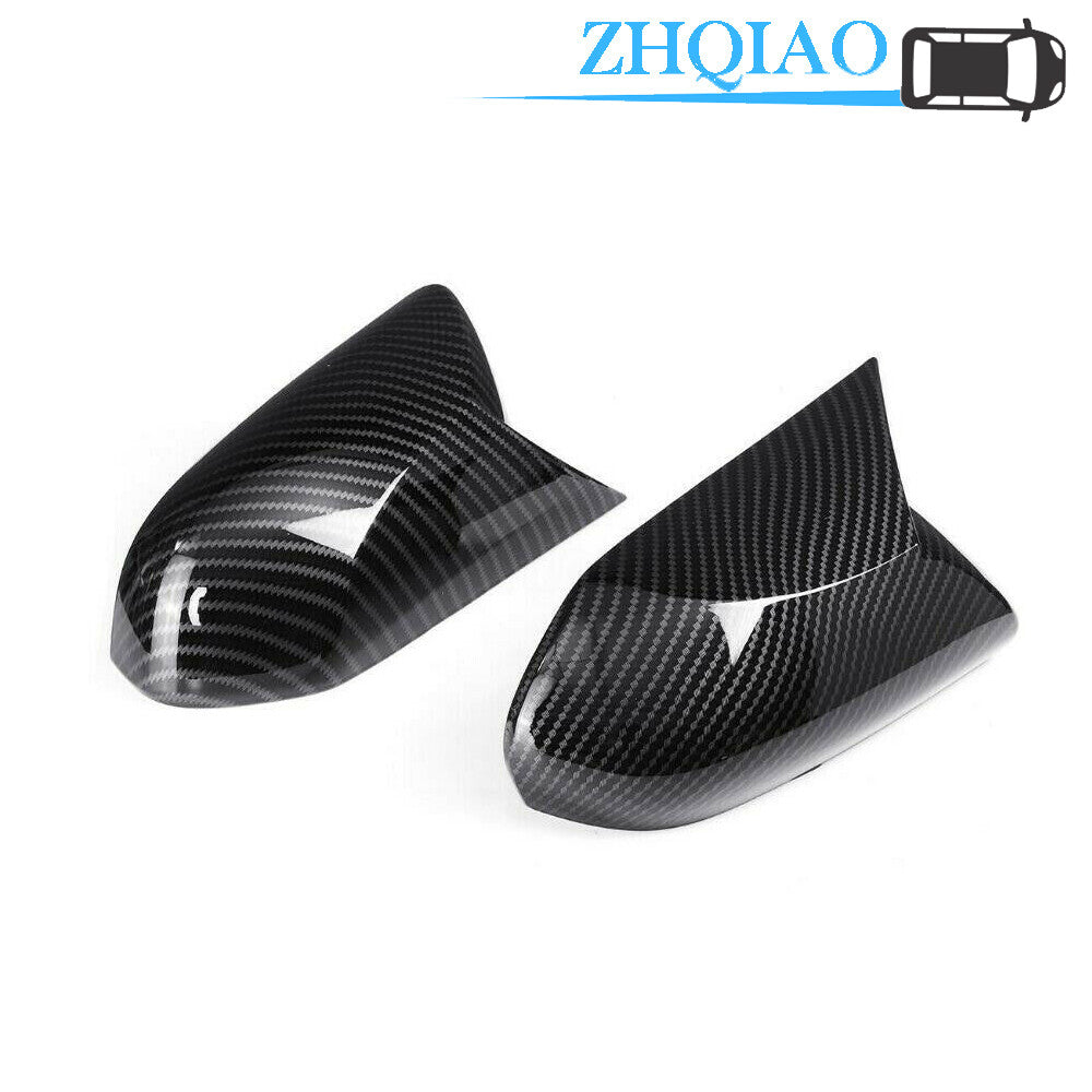 Carbon Fiber Look Ox Horn Rear View Mirror Cover Trim Fit for Toyota for Camry 2018-2020