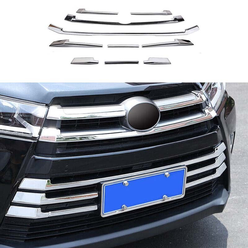 17-2019 for Toyota Highlander Chrome Style Front Center Mesh Grille Grill Strip