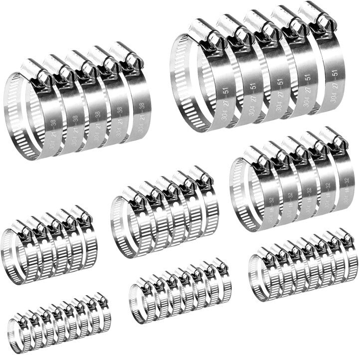 80 Pcs 8 Sizes Hose Ties Clip Temperature Resistance Hose Clips for Water Pipe