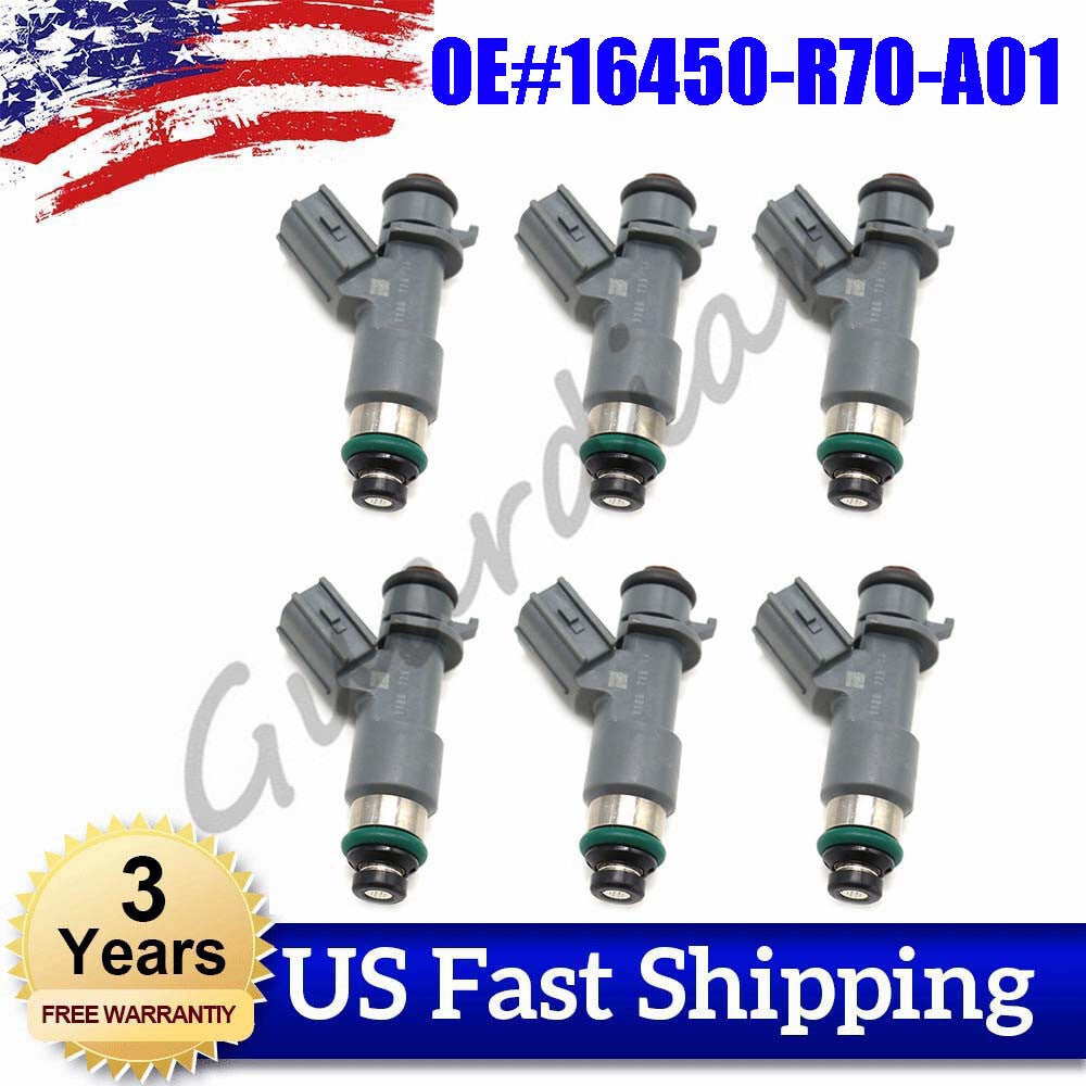 6PCS Fuel Injector 16450-R70-A01 for ACURA MDX for RDX RL TL TSX ZDX V6 3.5L 3.7L
