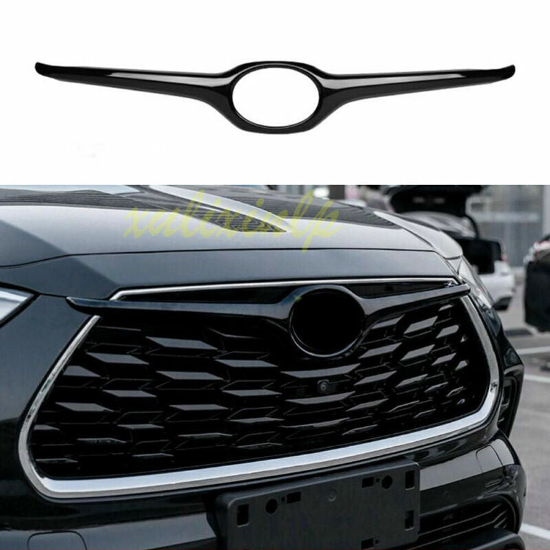 Glossy Black Front Grille Grill Frame Cover Trim for Toyota Highlander 2020-2023