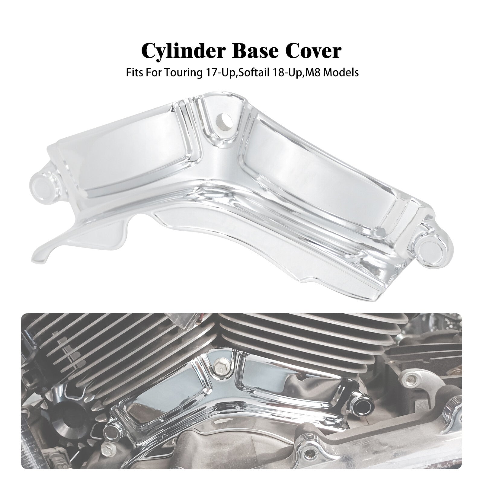 Chrome Cylinder Base Engine Cover for Harley Touring Street Road Glide 2017-2023