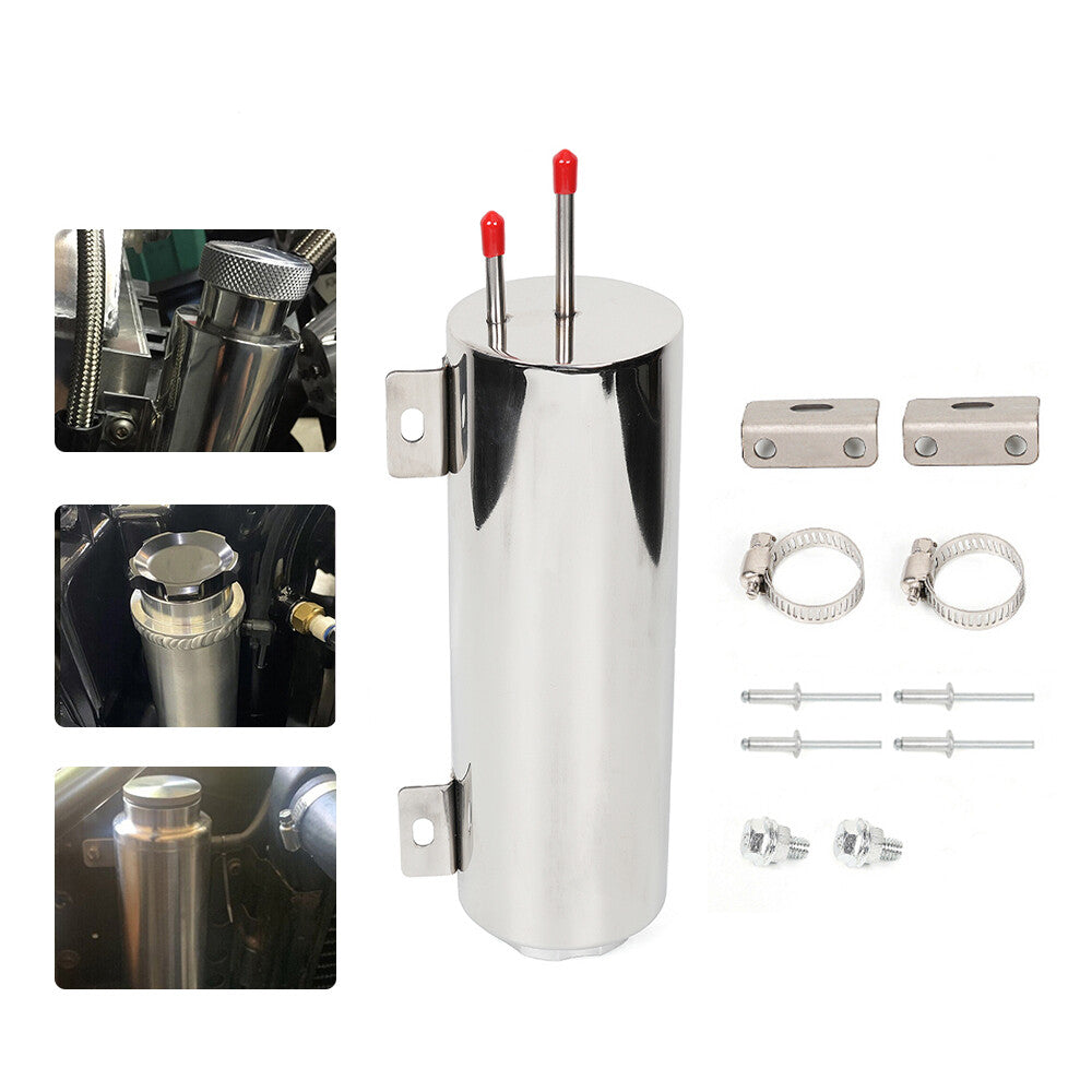 3x 10 Polished Stainless Steel Radiator Coolant Overflow Catch Puke Tank 32OZ