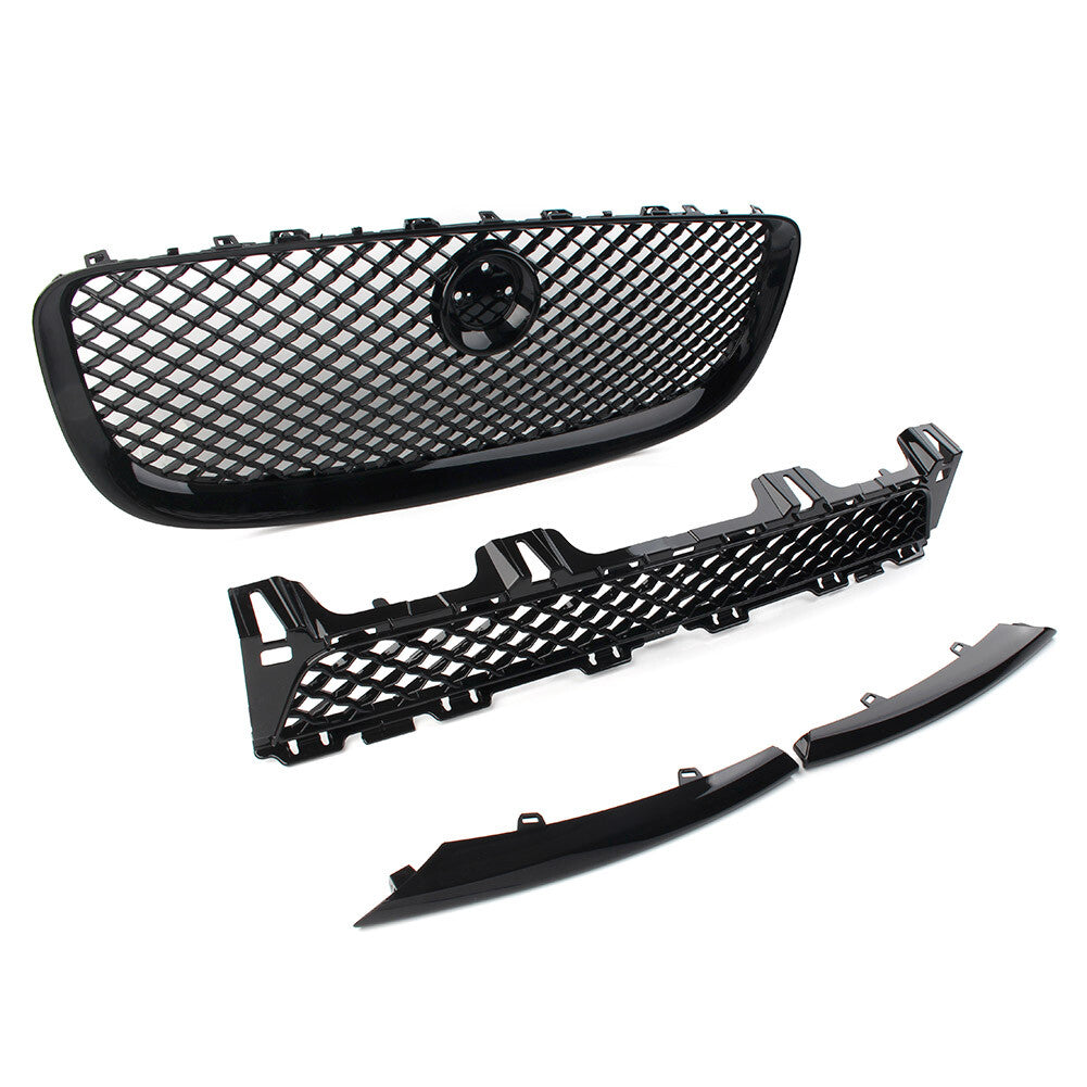 4Pcs Black Front Grille Upper and Lower Mesh Grill for Jaguar XJ 2010-2015