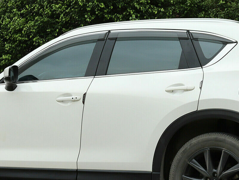 6X for Mazda CX-5 2017-2024 Window Visors Sun Rain Guard Deflector W/Chrome Trim