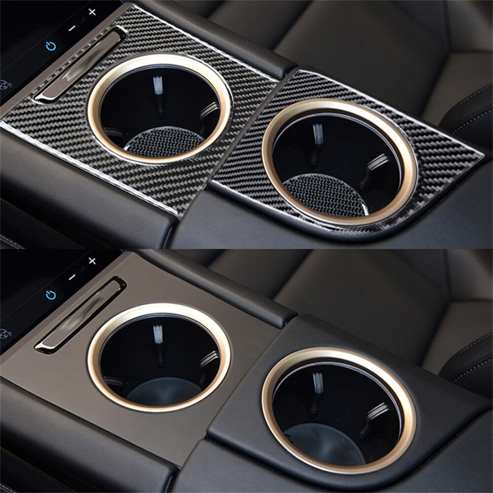 Carbon Fiber Central Control Cup Holder Panel Cover for Porsche Taycan 2019-2022