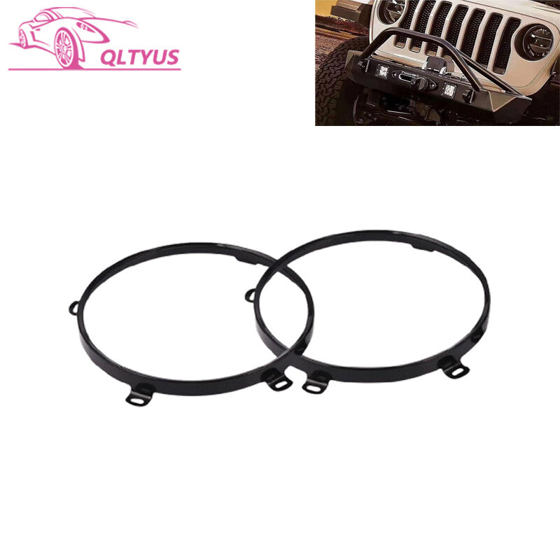 Black round headlight mounting bracket ring for Jeep for Wrangler JK JKU 07-17