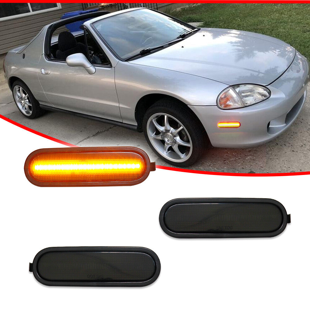 Smoked amber LED front marker lights for 1993-97 for Honda Del Sol.