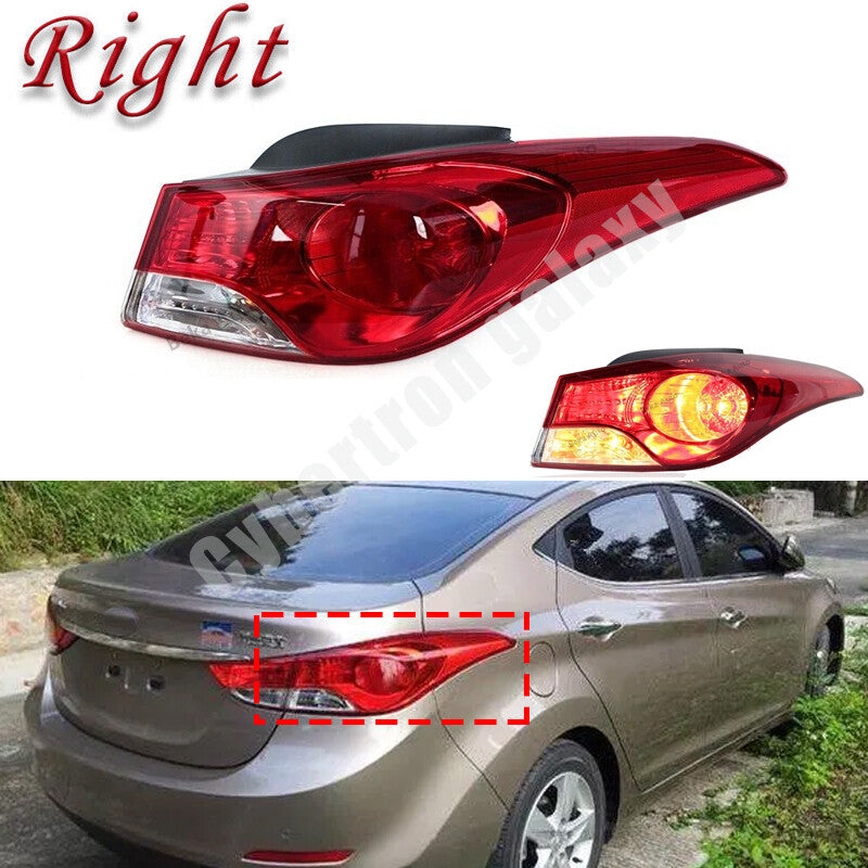 Right for Hyundai for Elantra 2011 - 2013: Exterior taillight assembly and brake lights.