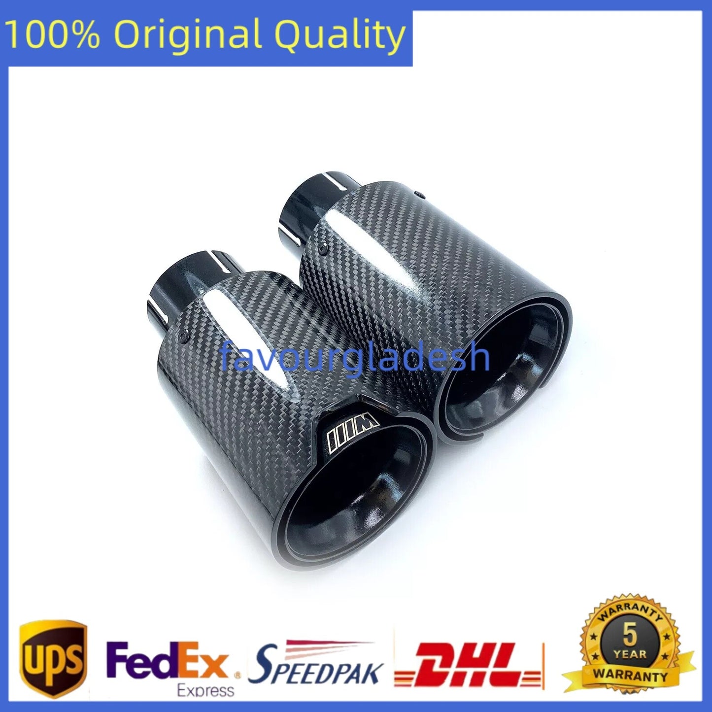 2PCS 2.5''Inlet Glossy Black Carbon Fiber Exhaust Tip For M Performance for BMW Pipe