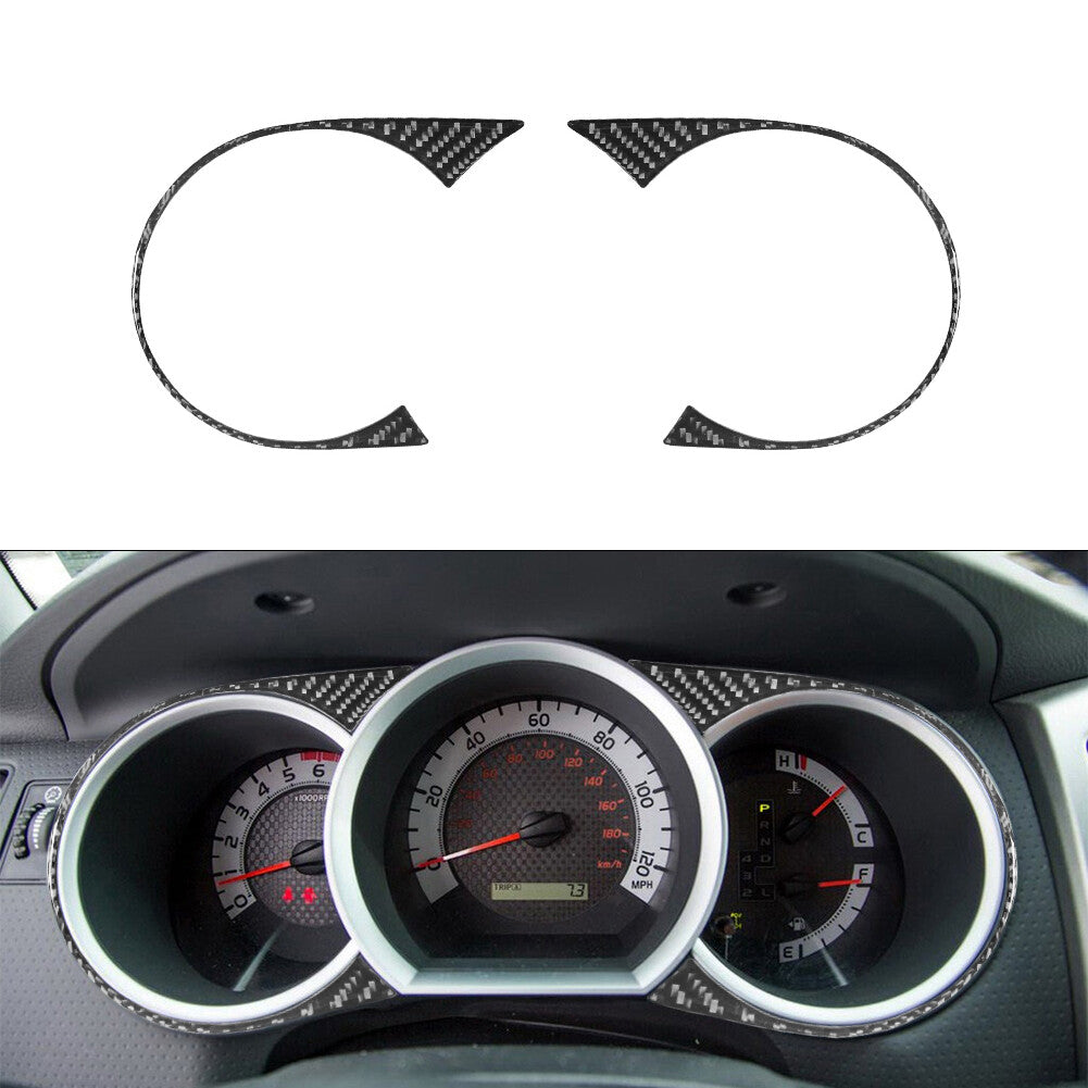 2Pcs Speedometer Frame Trim Cover Decor Carbon Fiber for Toyota Tacoma 2012-2015