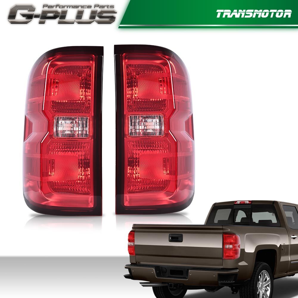 Paired taillights and brake lights suitable for Chevrolet Silverado 1500, 2500HD, and 3500HD models (2014-2018).