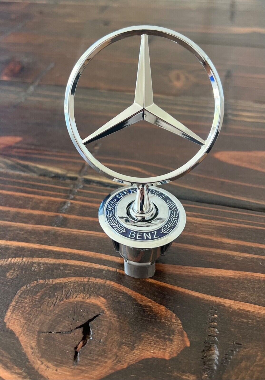for Mercedes-Benz logo cap with chrome star badge/blue trim