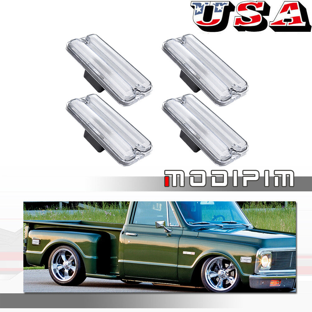 4-Piece Clear Front and Rear Marker Light Housings for 1968-1972 for Chevrolet for GMC Trucks