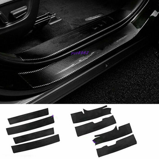 for Toyota Highlander 2020-23 Carbon fiber PU Welcome Pedal Door Sill Scuff Trim