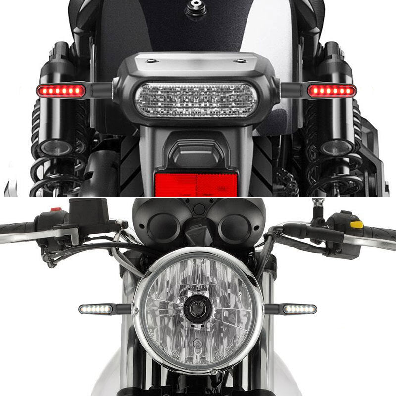 4X Universal Motorcycle LED Flowing Turn Signals Light Blinker Brake Running 12V