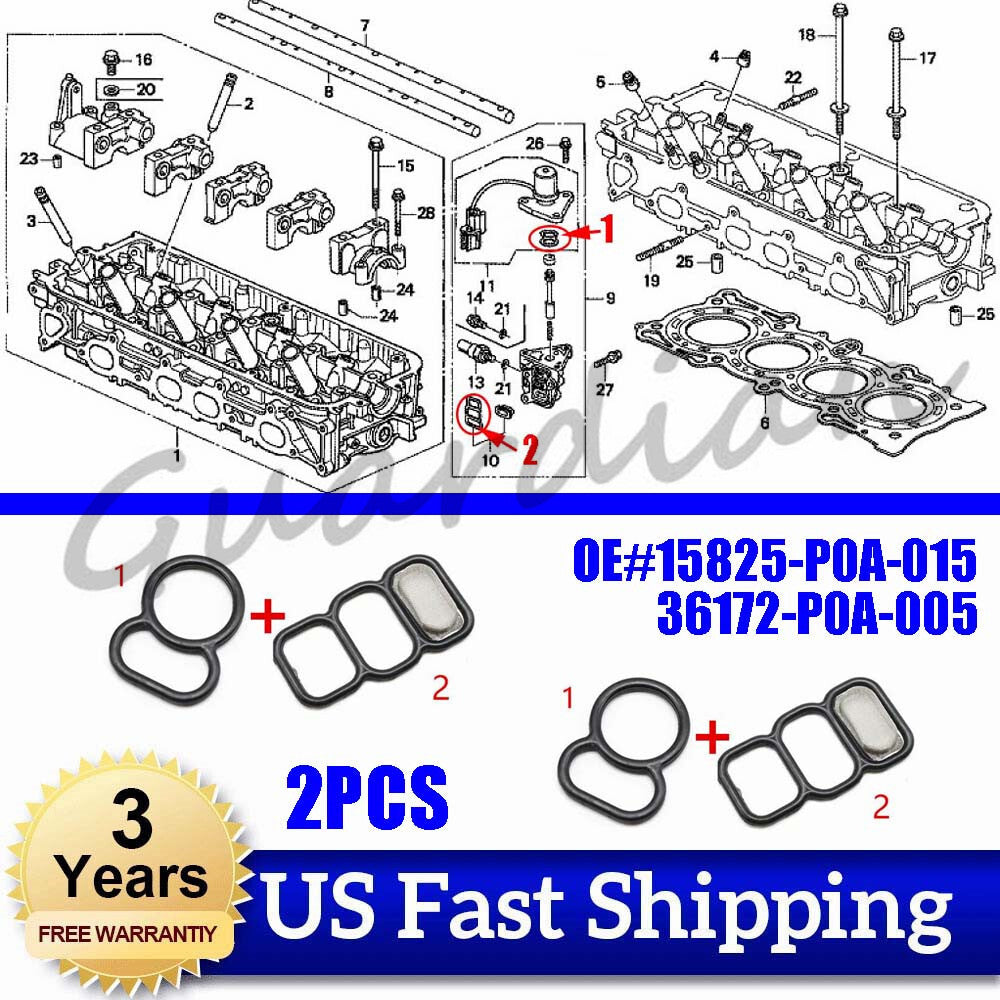 2x for Honda 94-02 Accord Upper  Lower Spool Valve VTEC Solenoid Gasket 917-170