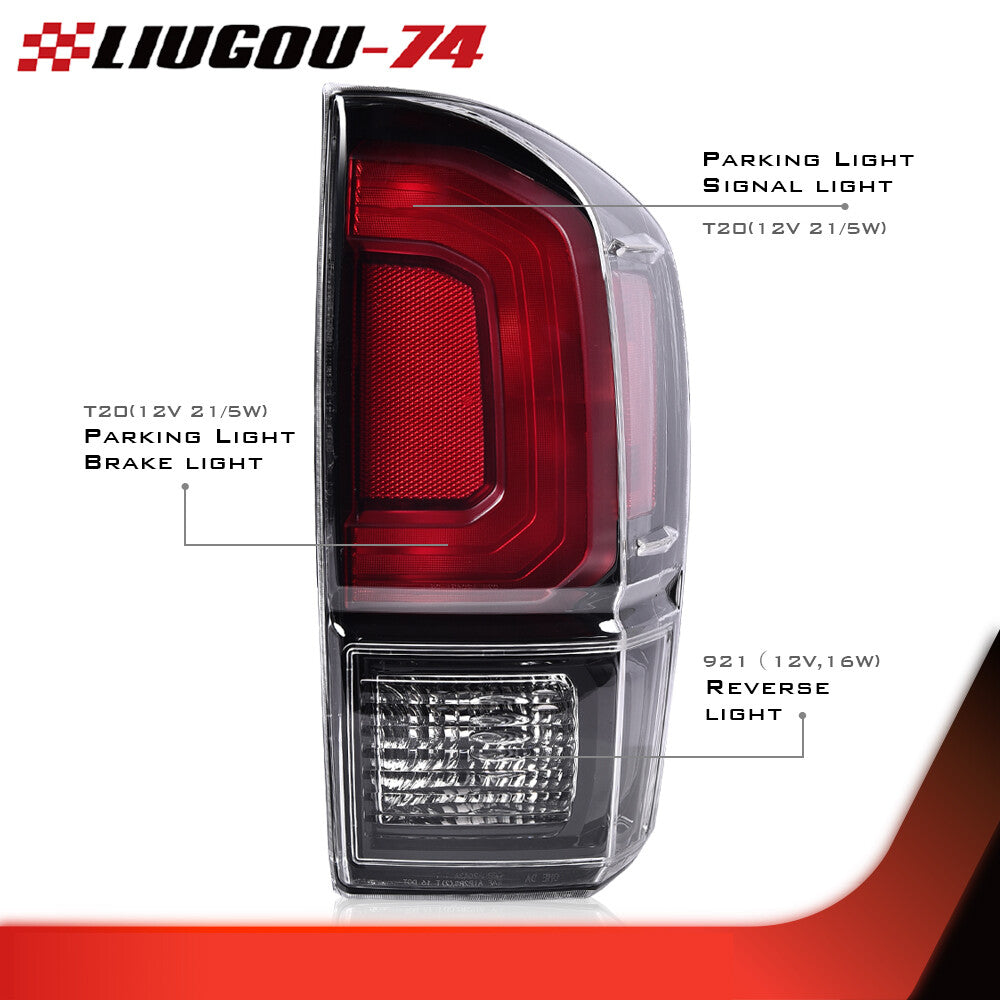 The black taillight on the right is suitable for all for Toyota Tacoma models from 2016 to 2021. (TRD PRO)