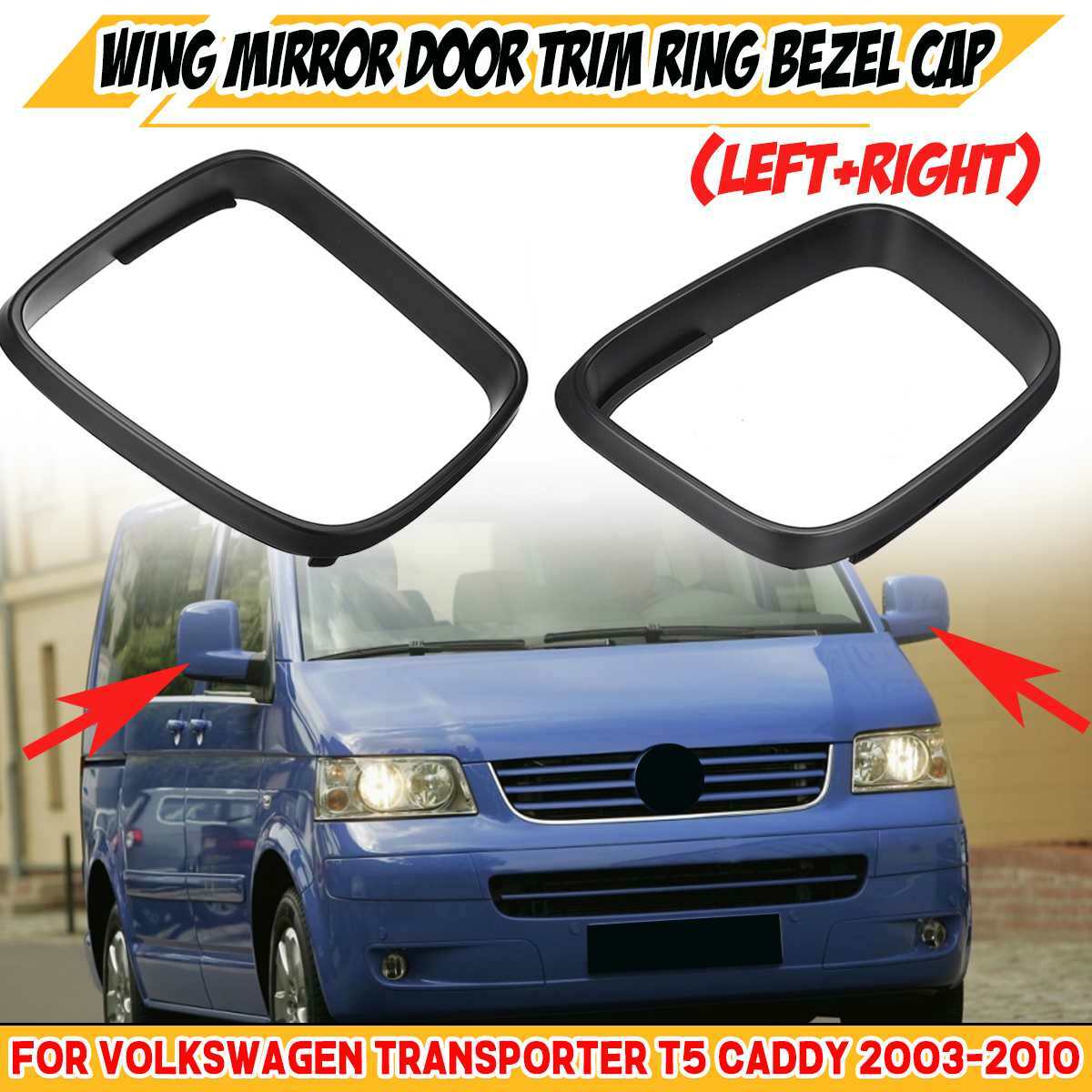 A pair of mirrored door storage boxes with wing-shaped decorative ring frames are suitable for Volkswagen Transporter T5