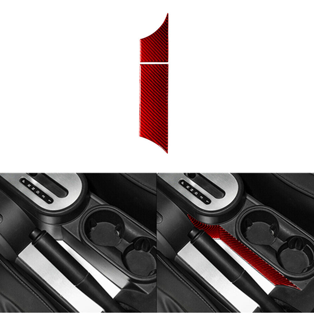 Red Carbon Fiber Center Console Cup Holder Side Trim for Jeep for Wrangler 2007-2010