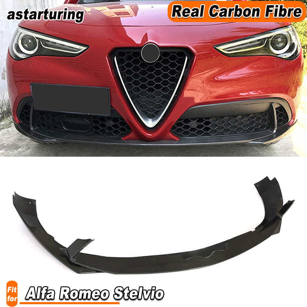 Fit for Alfa Romeo for Stelvio 2017-22 REAL CARBON Front Bumper Lip Spoiler Splitter
