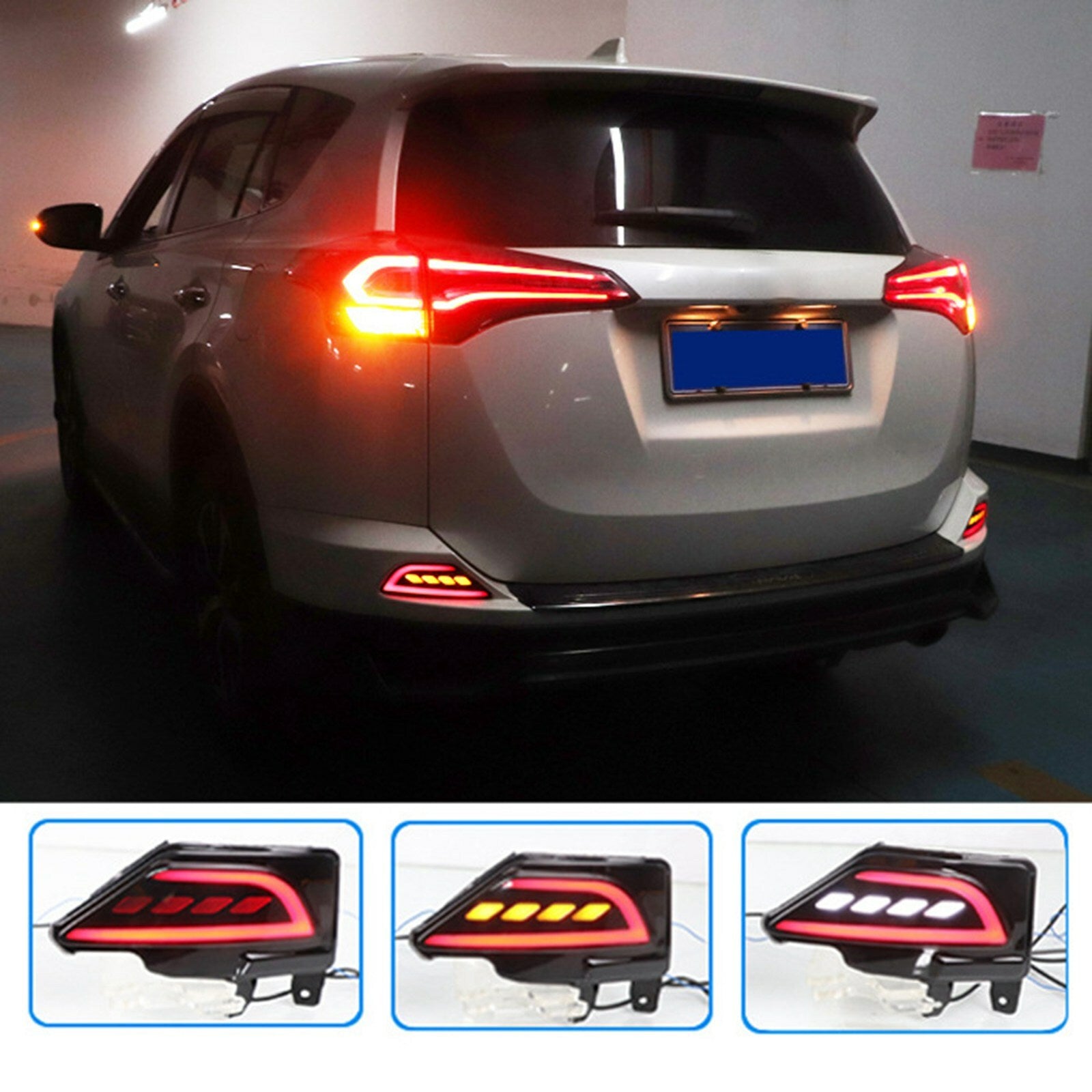 2-piece rear LED bumper reflector brake DRL for Toyota RAV4 2016-2018 AT