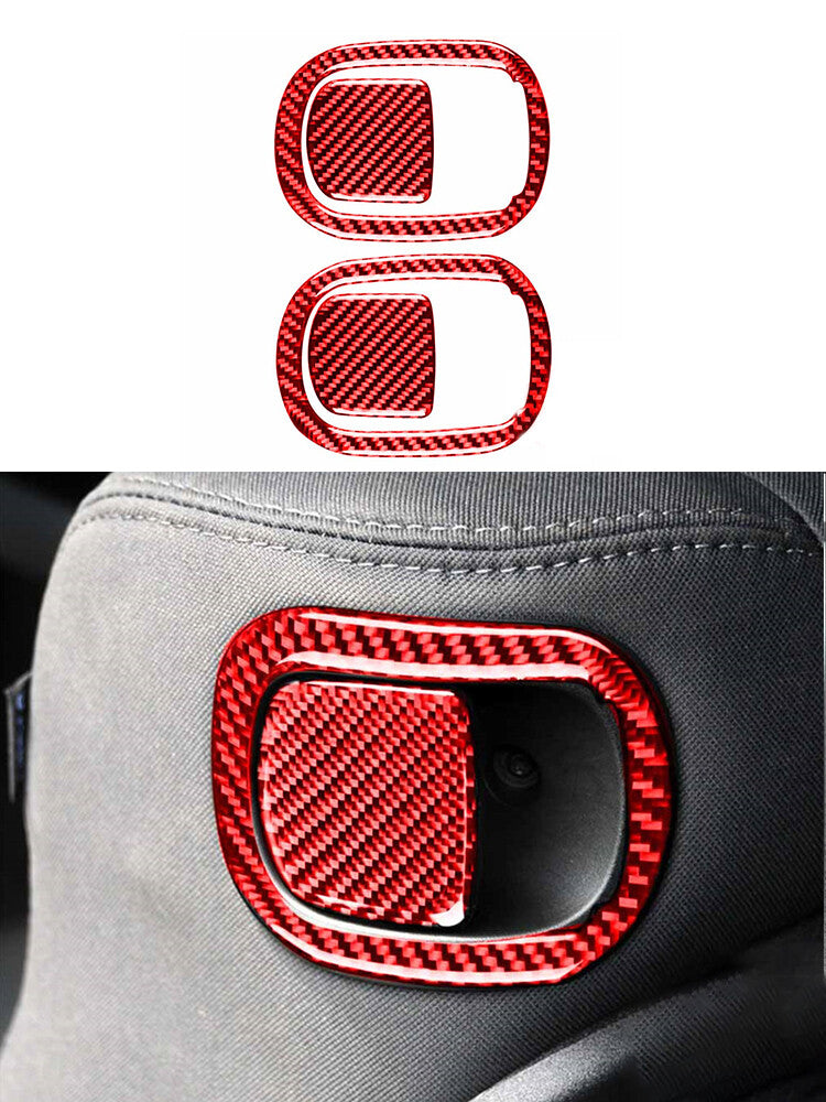 Red 4Pcs for Seat Back Trim Cover Decor Carbon Fiber for Dodge for Challenger 2015-2020
