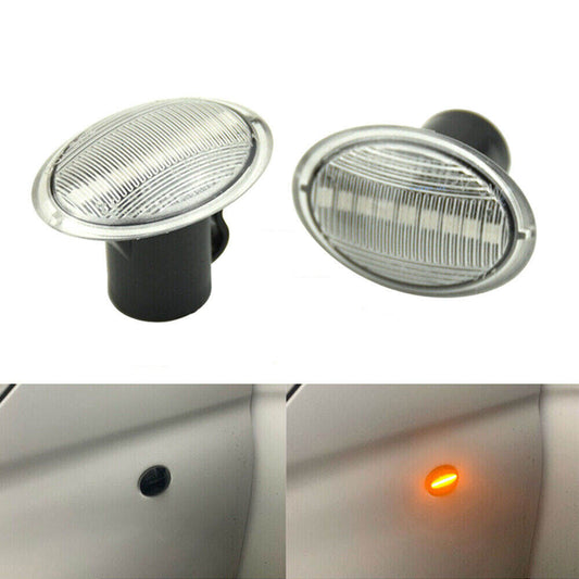 2Pcs LED Side Marker Turn Signal Light For 2007-19 for Fiat 500 500e 500c Clear Lens