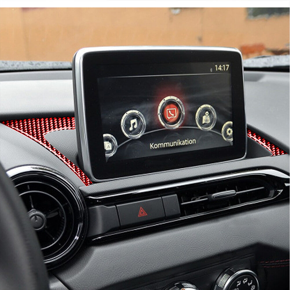 Red for Mazda MX-5 Carbon Fiber Interior Navi Displayer Base Frame Cover Trim