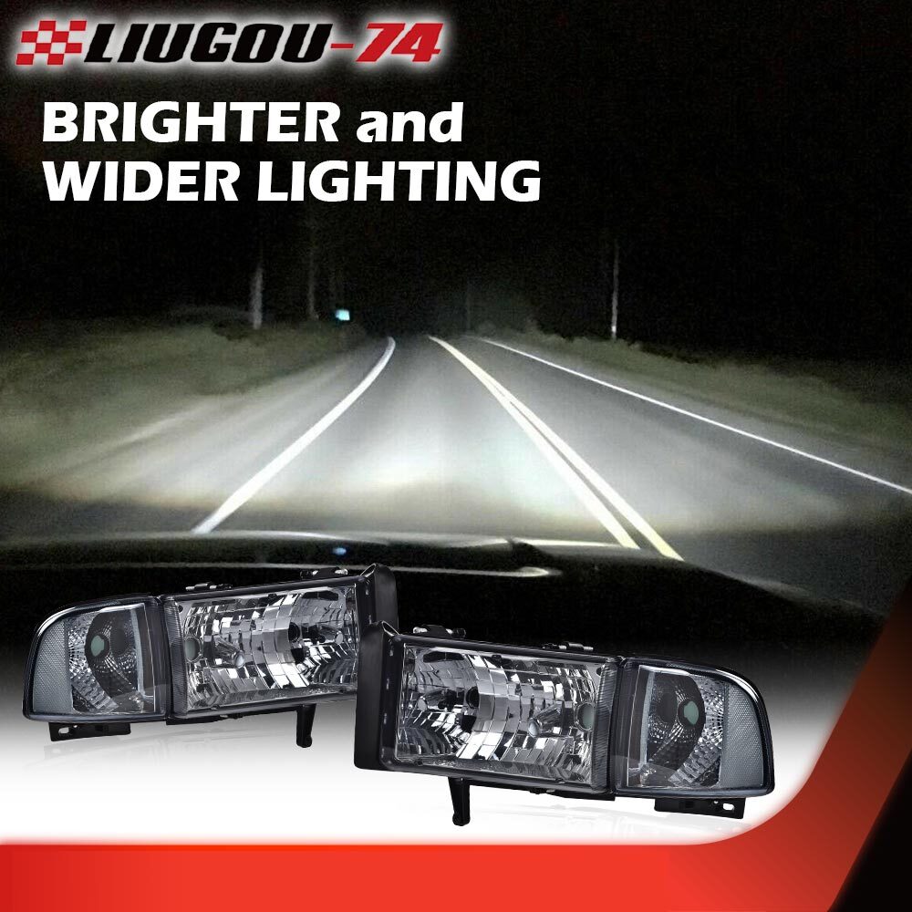 Suitable for 1994-02 for Dodge for RAM 1500 2500 3500 Clear Corner Headlight Chrome Alloy Cabinet