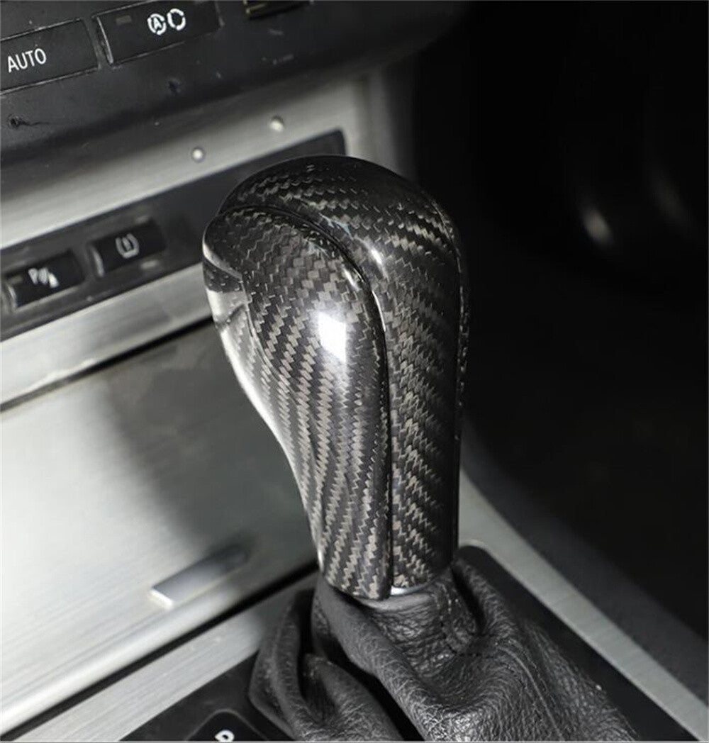 2¡ÁGear Shift Knob Trim for BMW 5 Series 96-07 X3 06-10 X5 04-06Real Carbon Fiber
