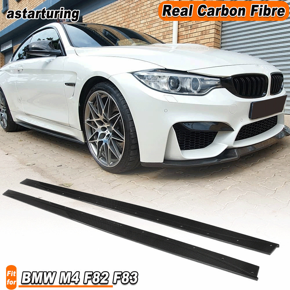 Fit for BMW M4 F82 F83 2014-2017 REAL Carbon Side Skirts Spoiler Extension Lip