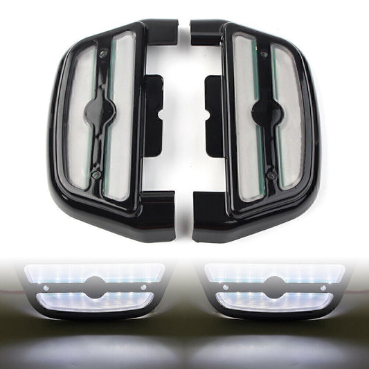for Harley Touring Road King BLK LED Light Passenger Footboard Floorboard Cover