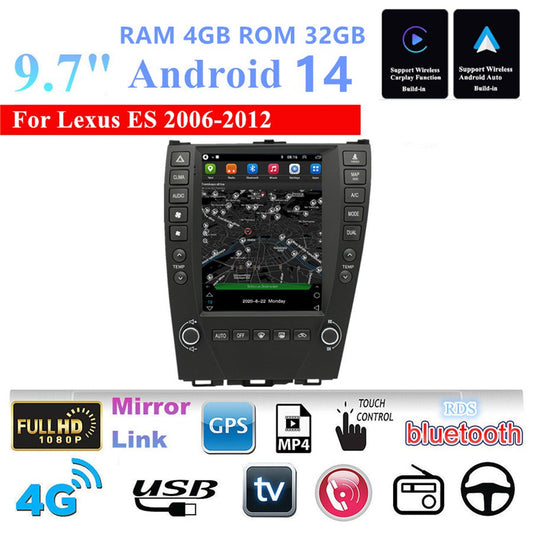 9.7Android 14 Carplay 4+32GB Car Stereo Radio Navi GPS for Lexus ES ES240
