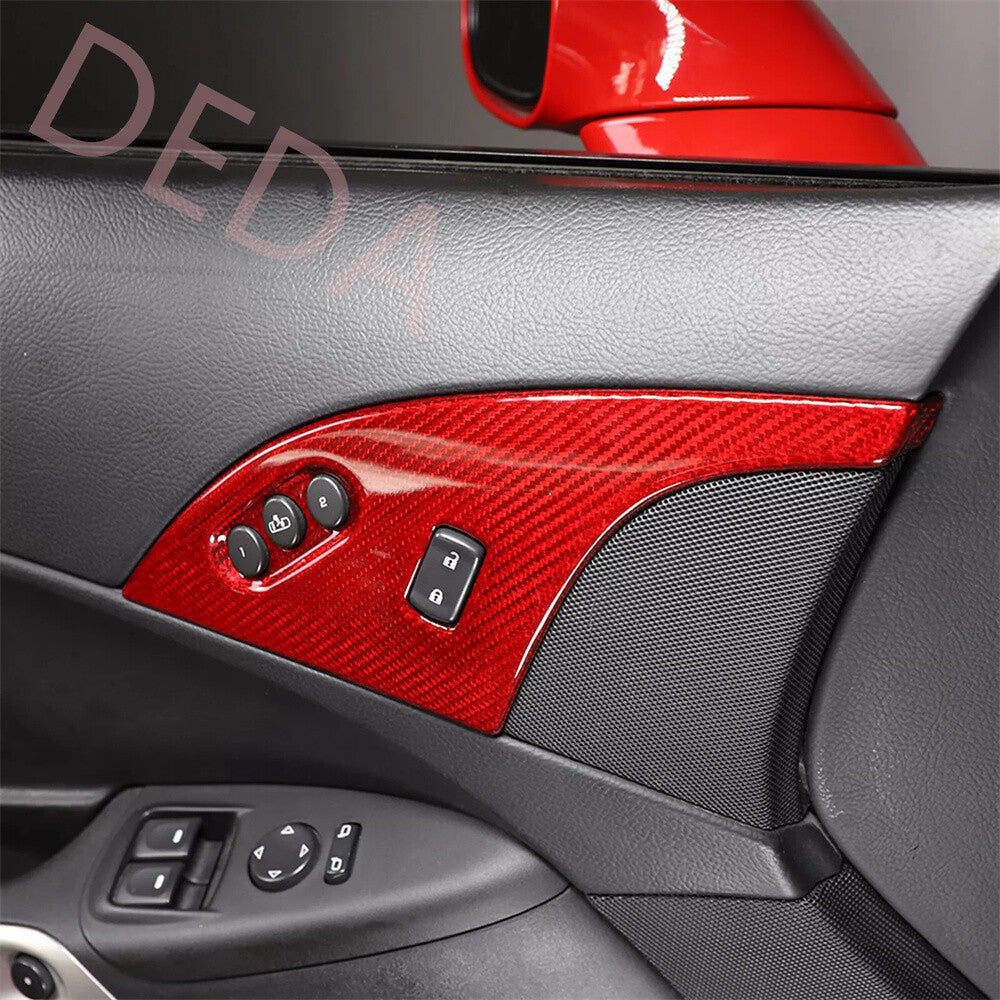 2¡ÁRed Carbon Fiber Child Door Lock Panel Cover for Chevrolet for Corvette C6 2005-13