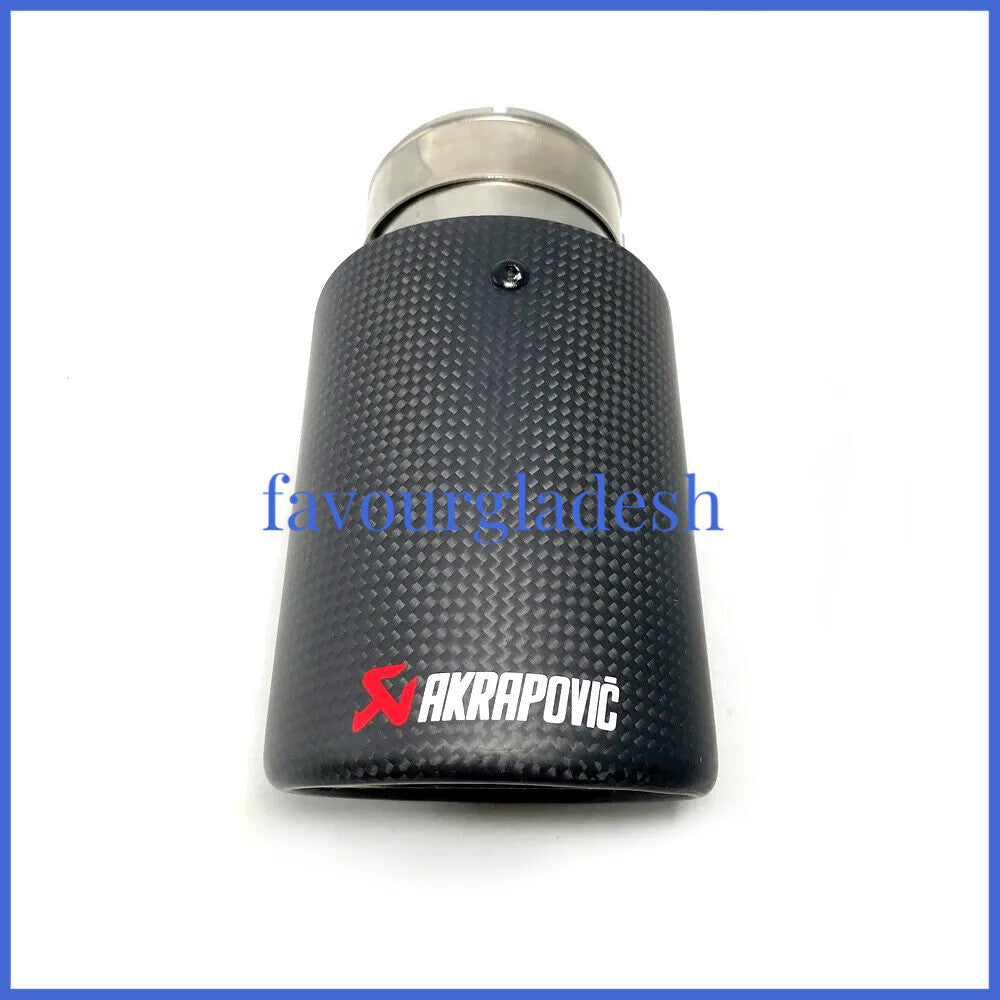 Universal AKRAPOVIC Exhaust Tip Muffler Pipe Carbon Fiber 63mm inlet 76mm outlet