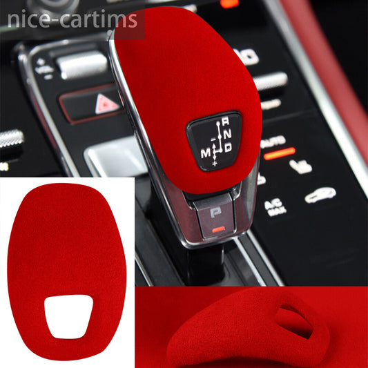 Suede Wine Red Car Gear Shift Knob Trim for Porsche for Panamera 2017-23 Accessories