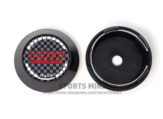 4x65mm Volk Racing Black Carbon Decal Badge Wheel Center Hub Cap Rim Cap