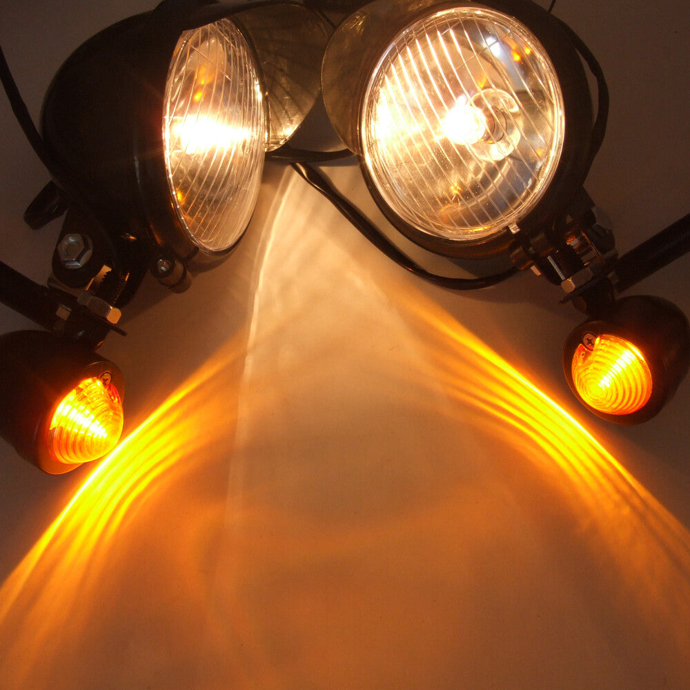 Motorcycle Driving Spot Lights Fog Lamp Turn Signal +Bar for Harley for Honda Cafe