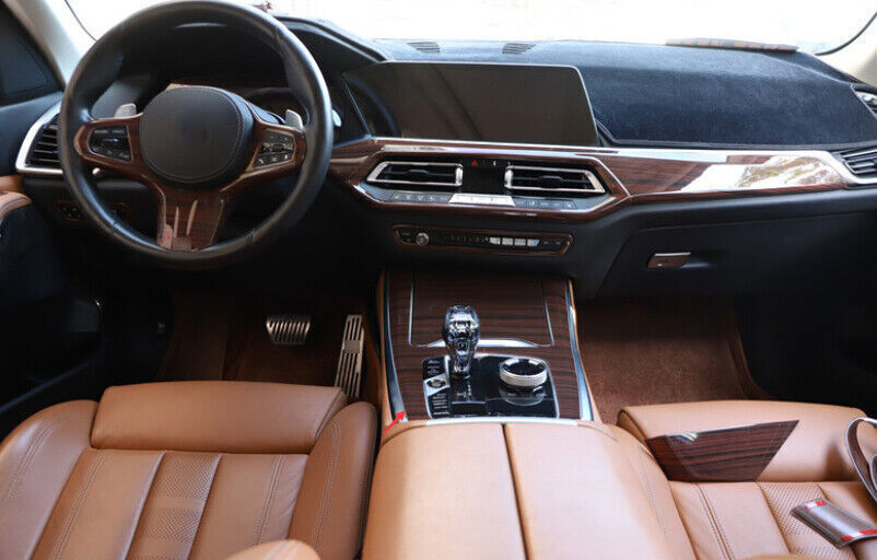 for BMW X5 G05 2019-23 ABS Brown Wood Grain Middle Console Gear Shift Panel Trim