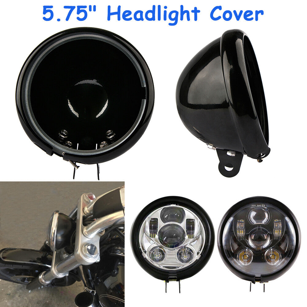 5-3/4 Motorcycle Headlight Bowl Shell Case Cap Cover Replacement Universal