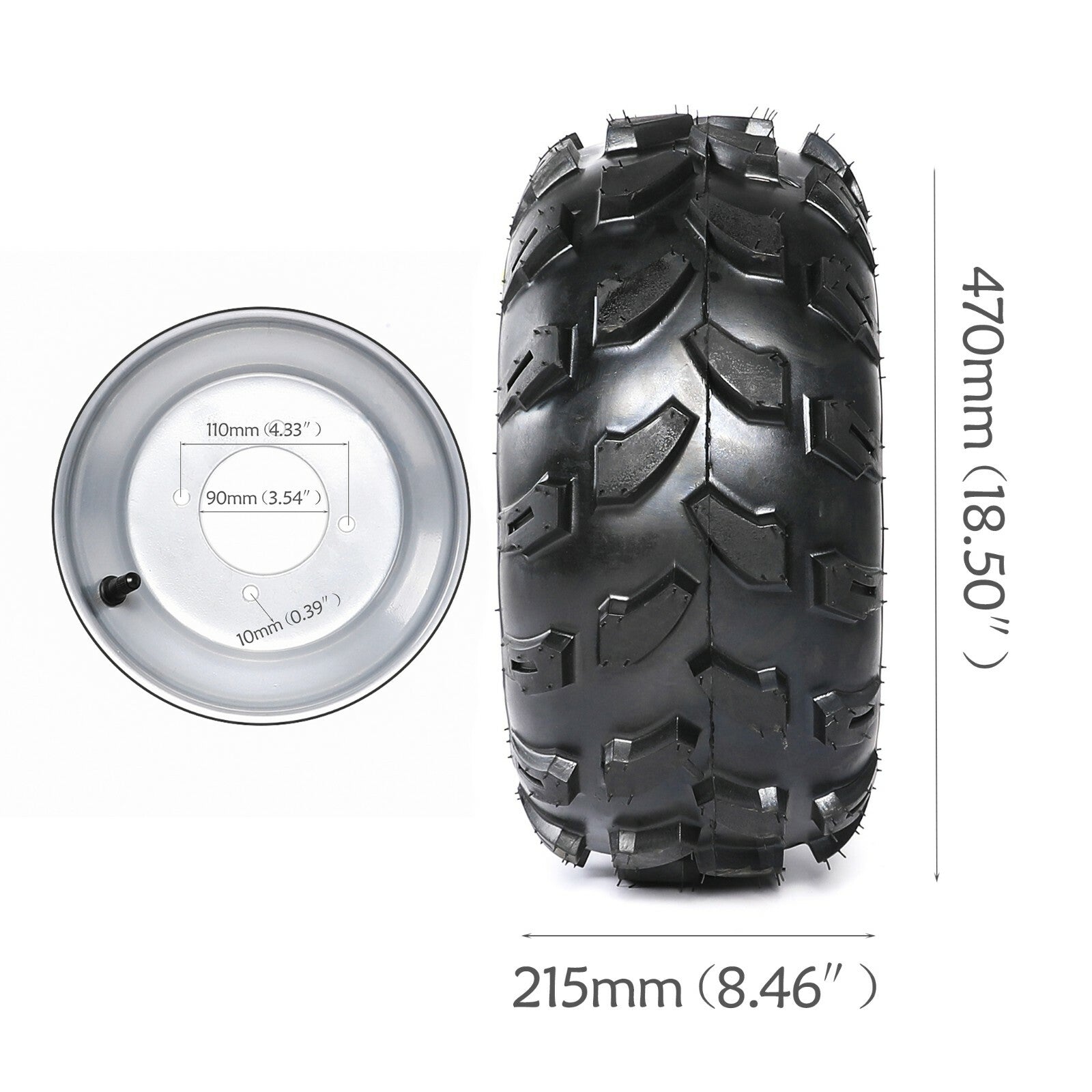 2-pack of 8-inch wheels (18x9.5-8, 18x9.50-8), tires, rims with 4 lugs + 23T axle, go-kart, four-wheel all-terrain vehicle.