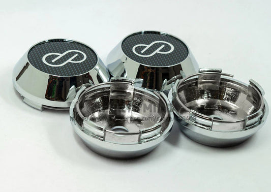 4-piece set of 65mm Enkei wheel caps, rim caps, wheel center caps, badges, logos, silver carbon fiber